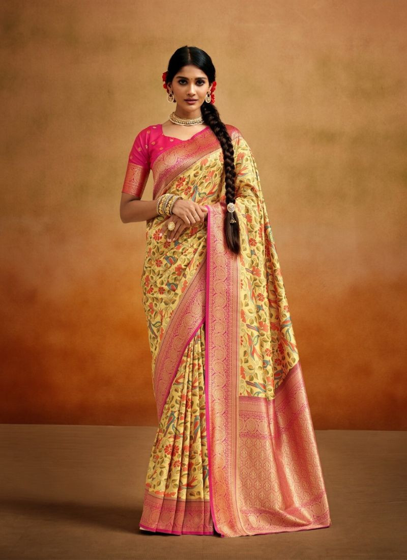 Banarasi Silk Handloom Saree in Yellow