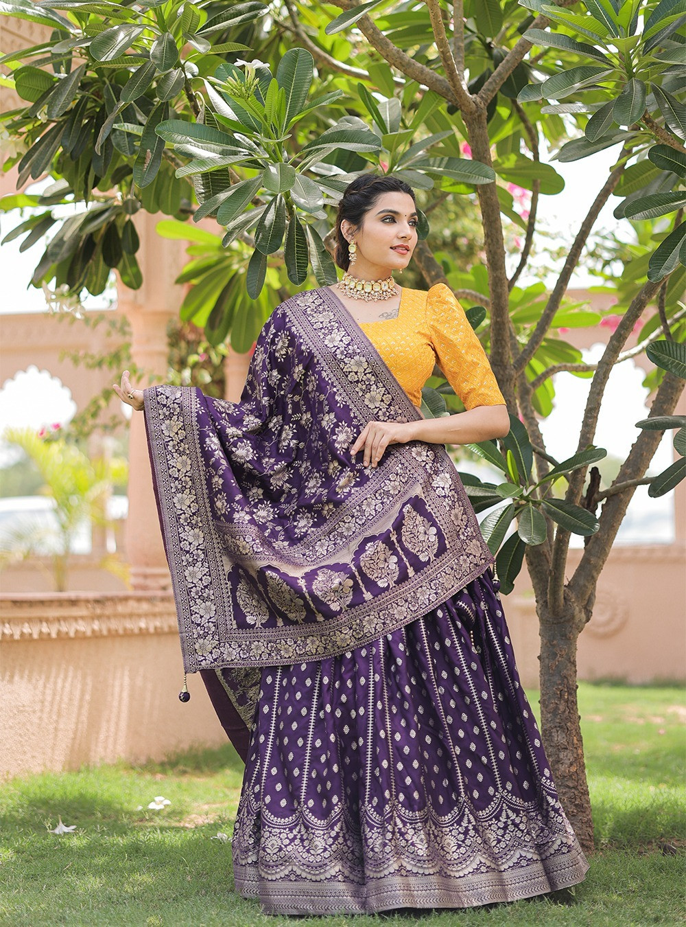 Banarasi Silk Lehenga Choli in Purple