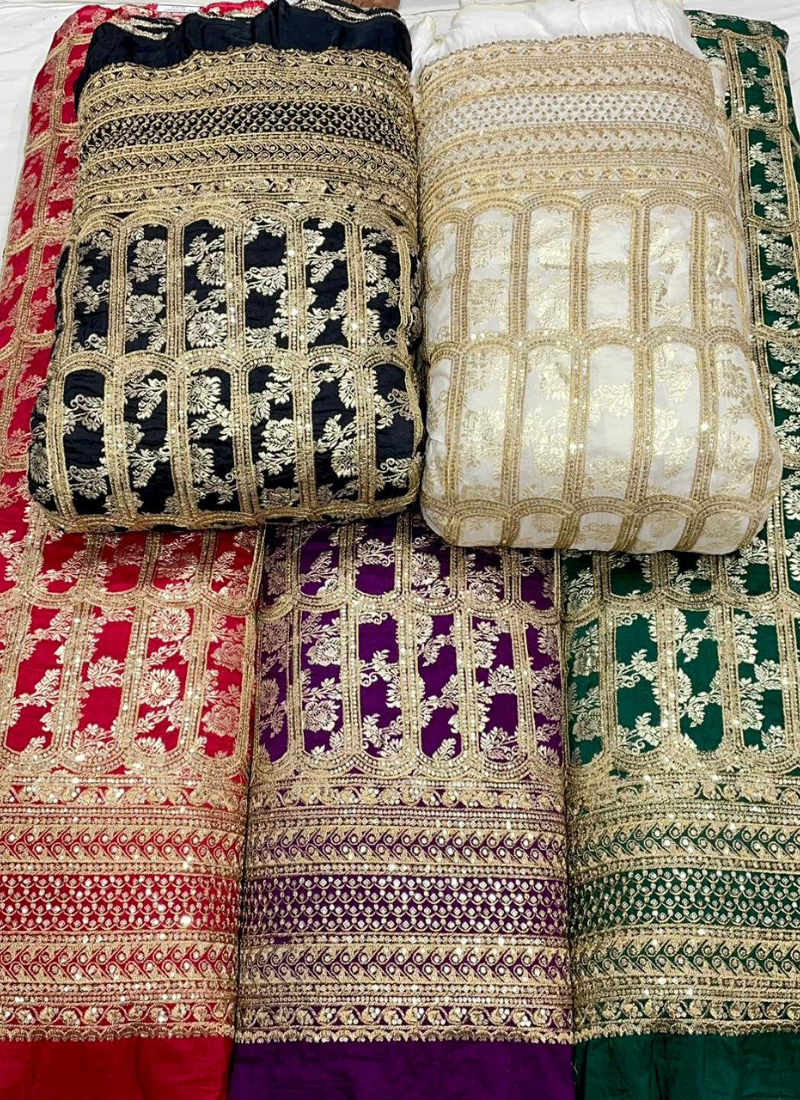 Custom Made Soft Silk Jacquard Embroidery Lehenga