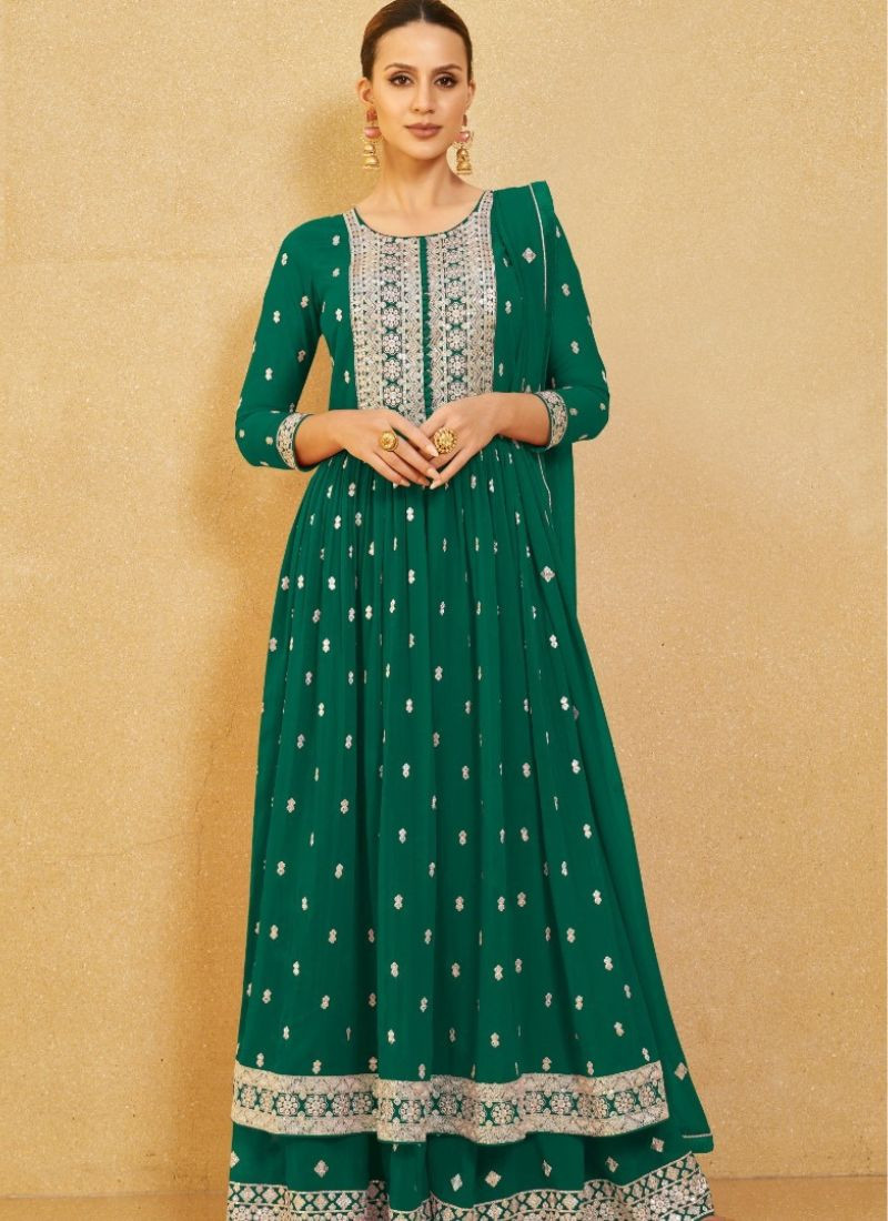 Real Georgette Suit Set in Green