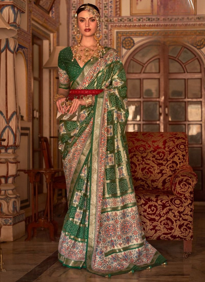 P.V Silk Saree in Green