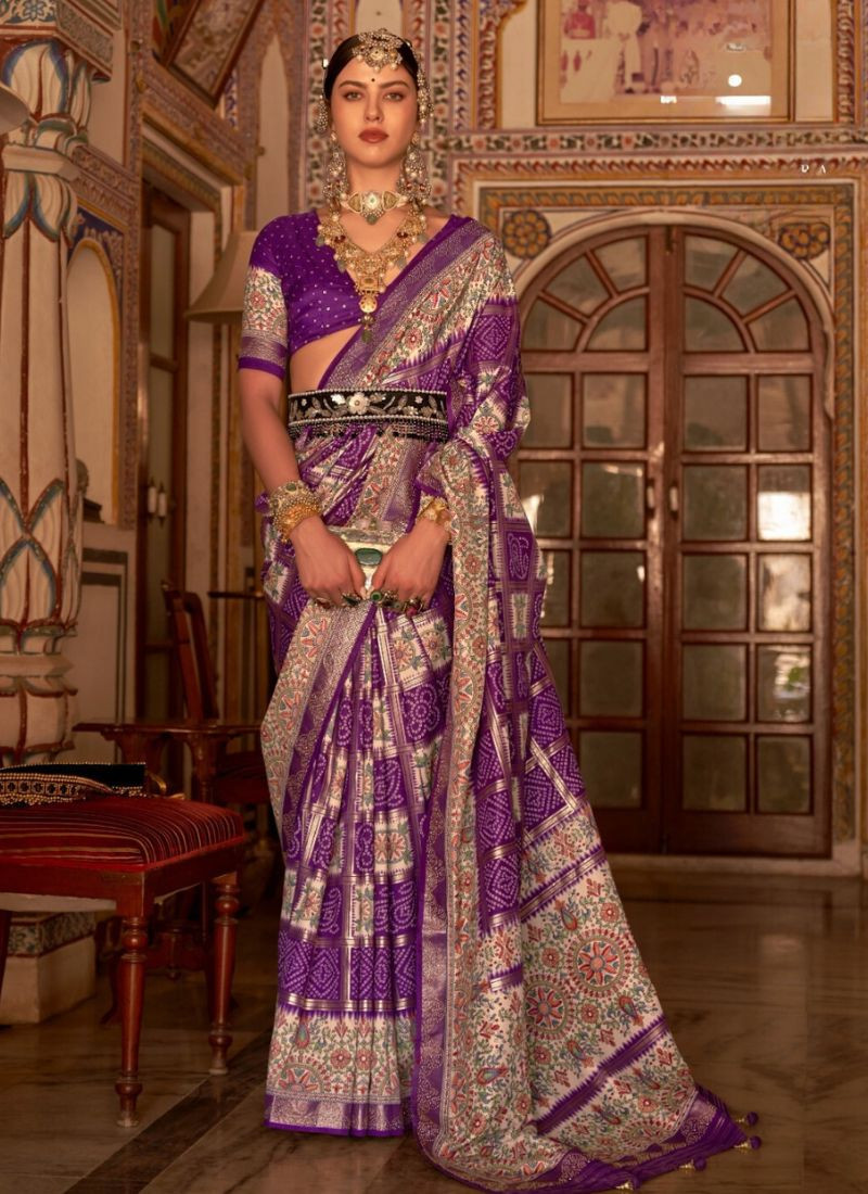 P.V Silk Saree in  Purple