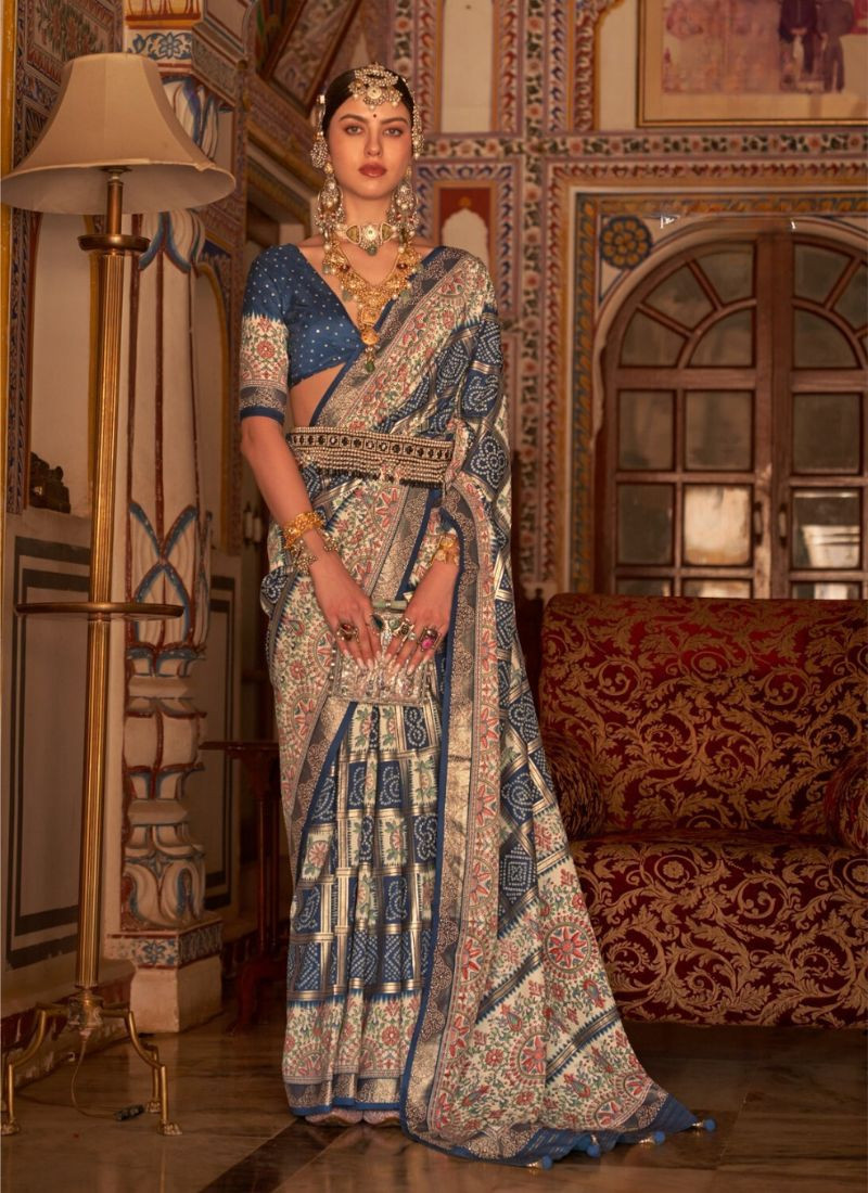 P.V Silk Saree in Blue