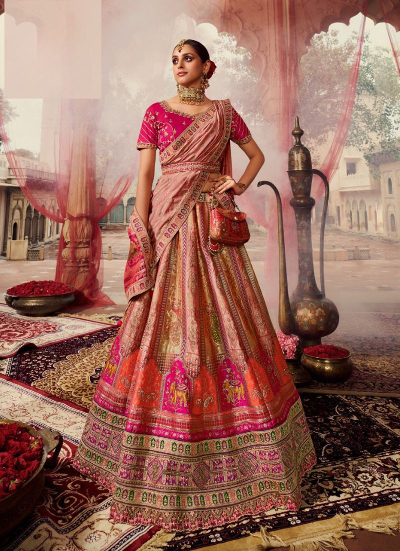 Banarasi Silk Lehenga in Pink