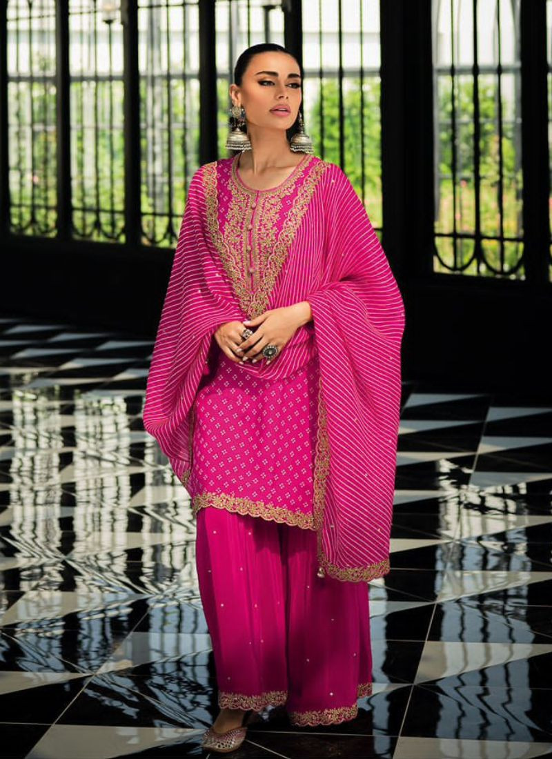 Bandhani Printed Suit in Pink