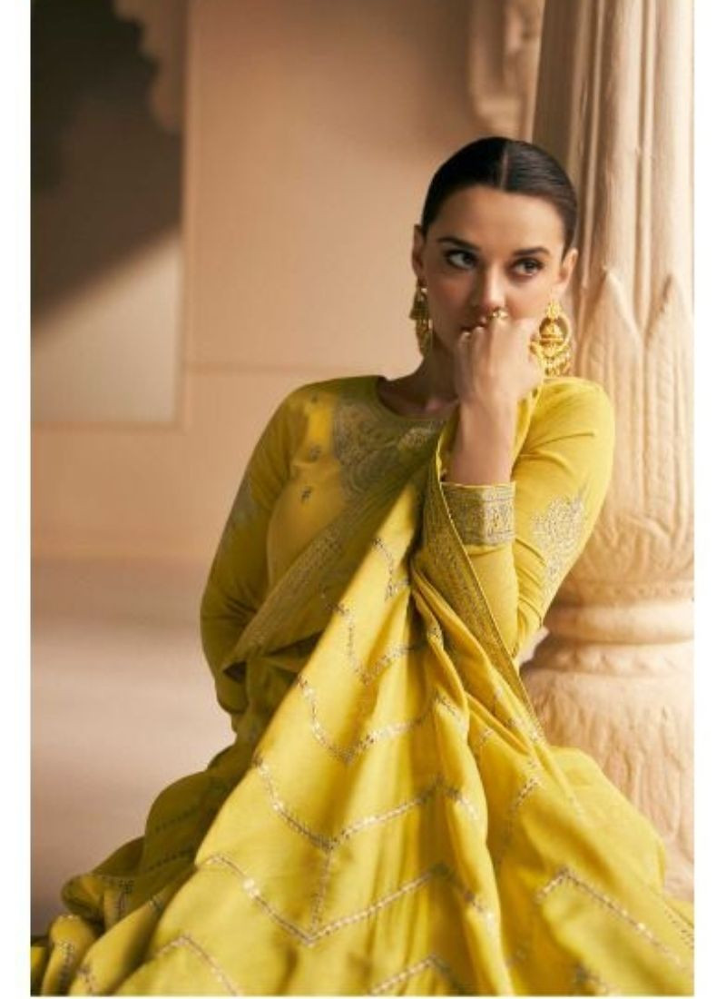 Premium Silk Kurta With Dupatta Set in Yellow