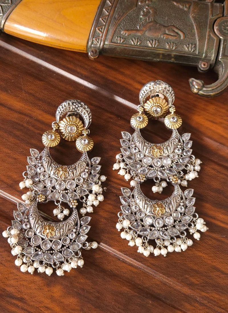 Beaded Oxidised Earrings Set
