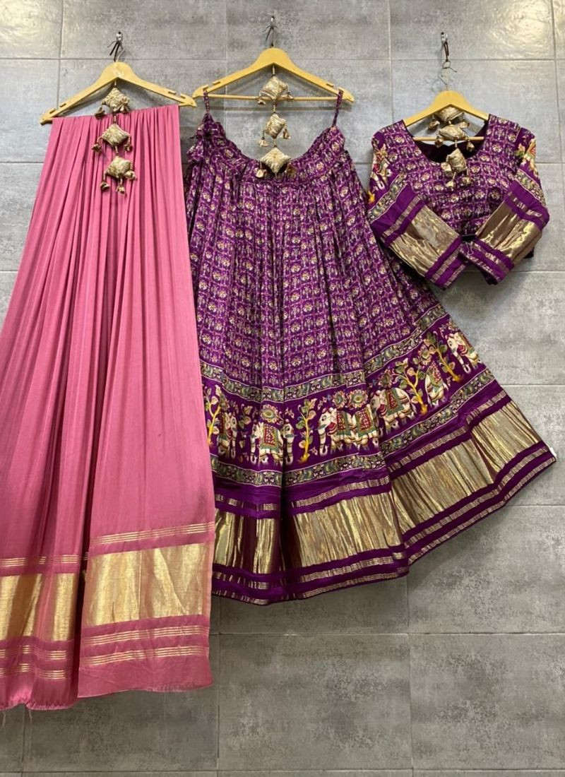 Pure Cotton Chaniya-Choli in Purple