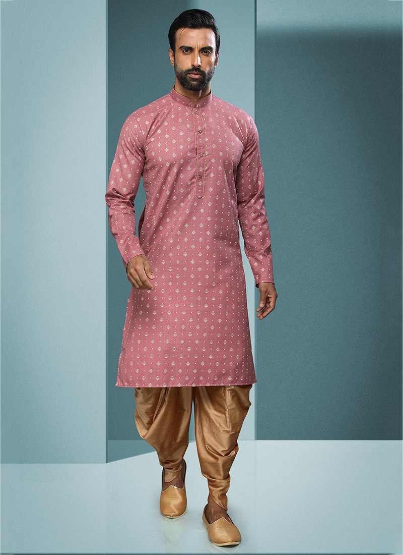Cotton Dhoti-Kurta in Pink
