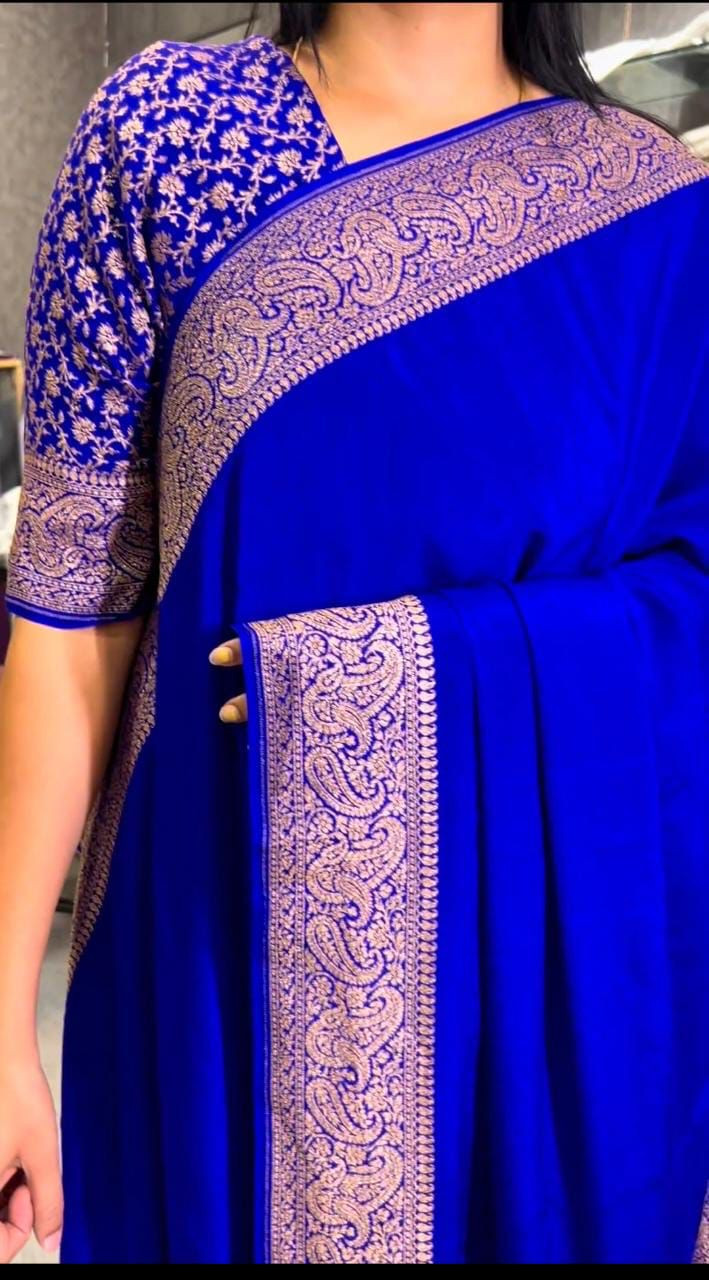 Zari Work Banarasi Silk Saree in Blue
