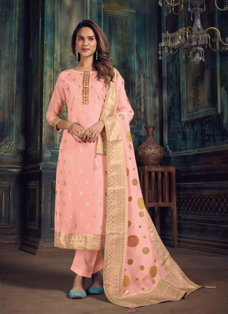 Banglori Woven Silk Suit Set in Clay