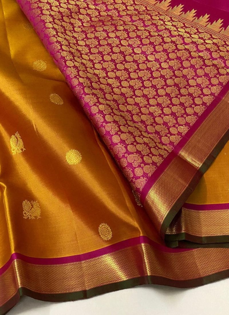 Pure Kanchipuram Silk Saree in Golden