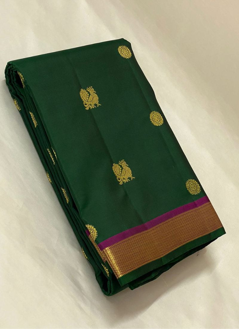 Pure Kanchipuram Silk Saree in Dark Green
