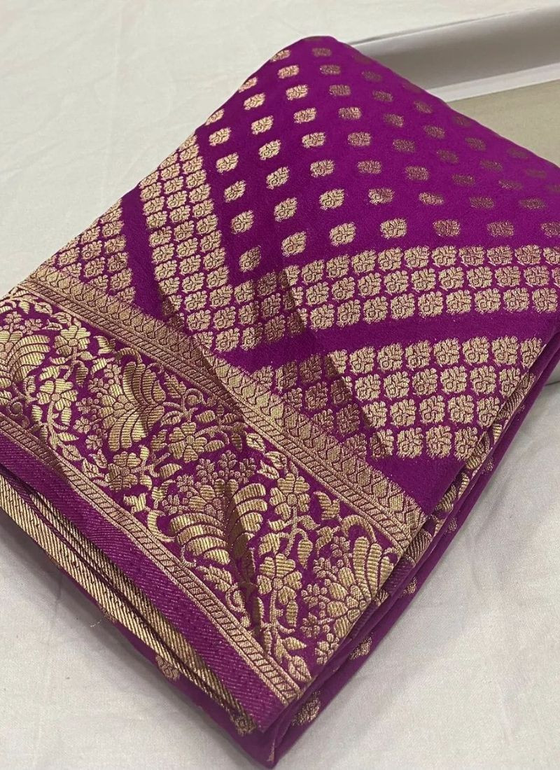 Banarasi Semi Georgette Saree in  Purple