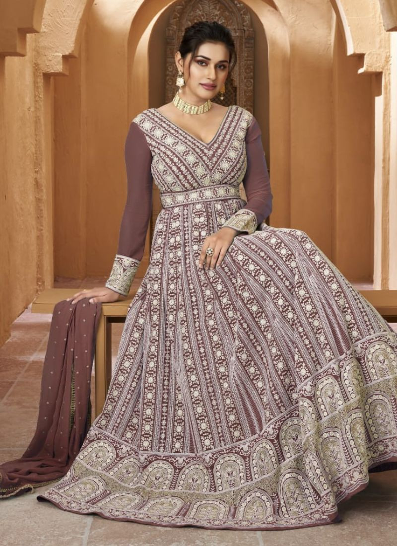 Lucknowi Floor Length Anarkali Suit in Georgette
