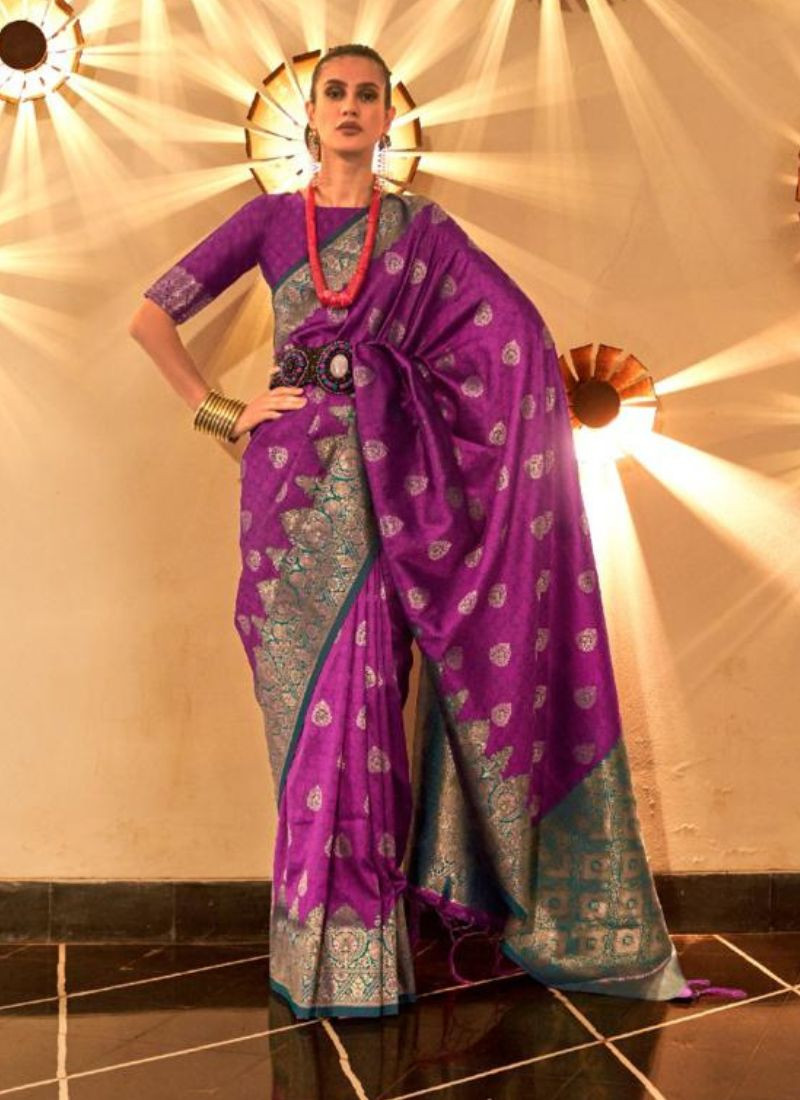 Handloom Weaving Silk Saree in Violet