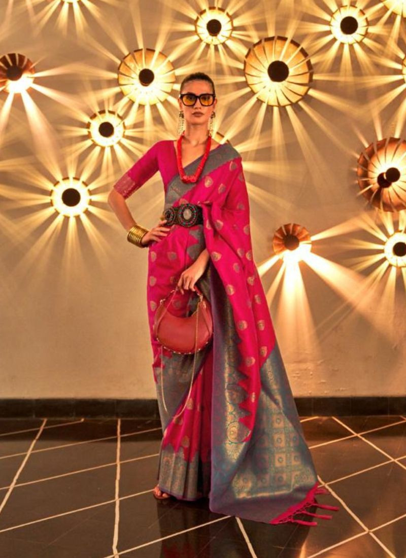 Handloom Weaving Silk Saree in Pink