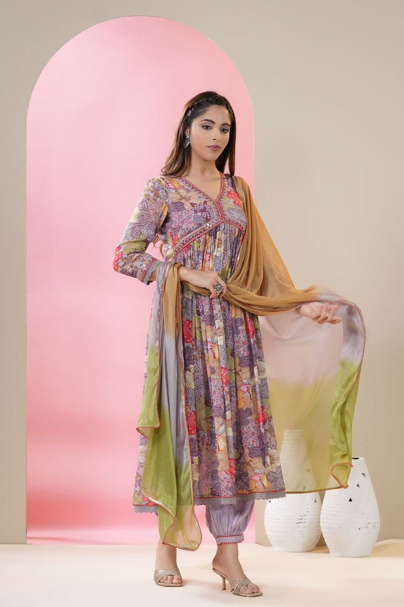 Embroidered Zari Weaving Printed Suit Set