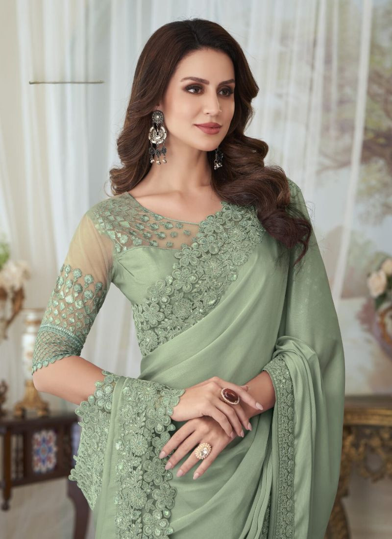 Glorious Silk Saree in Light Green