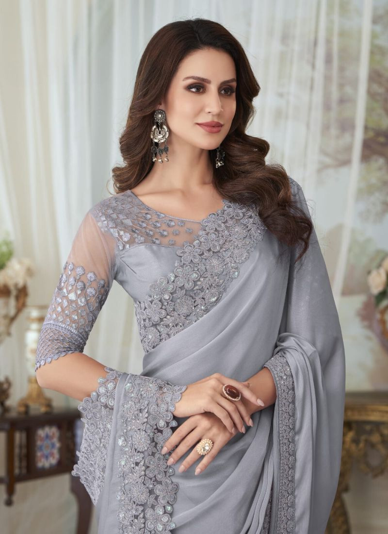Glorious Silk Saree in silver