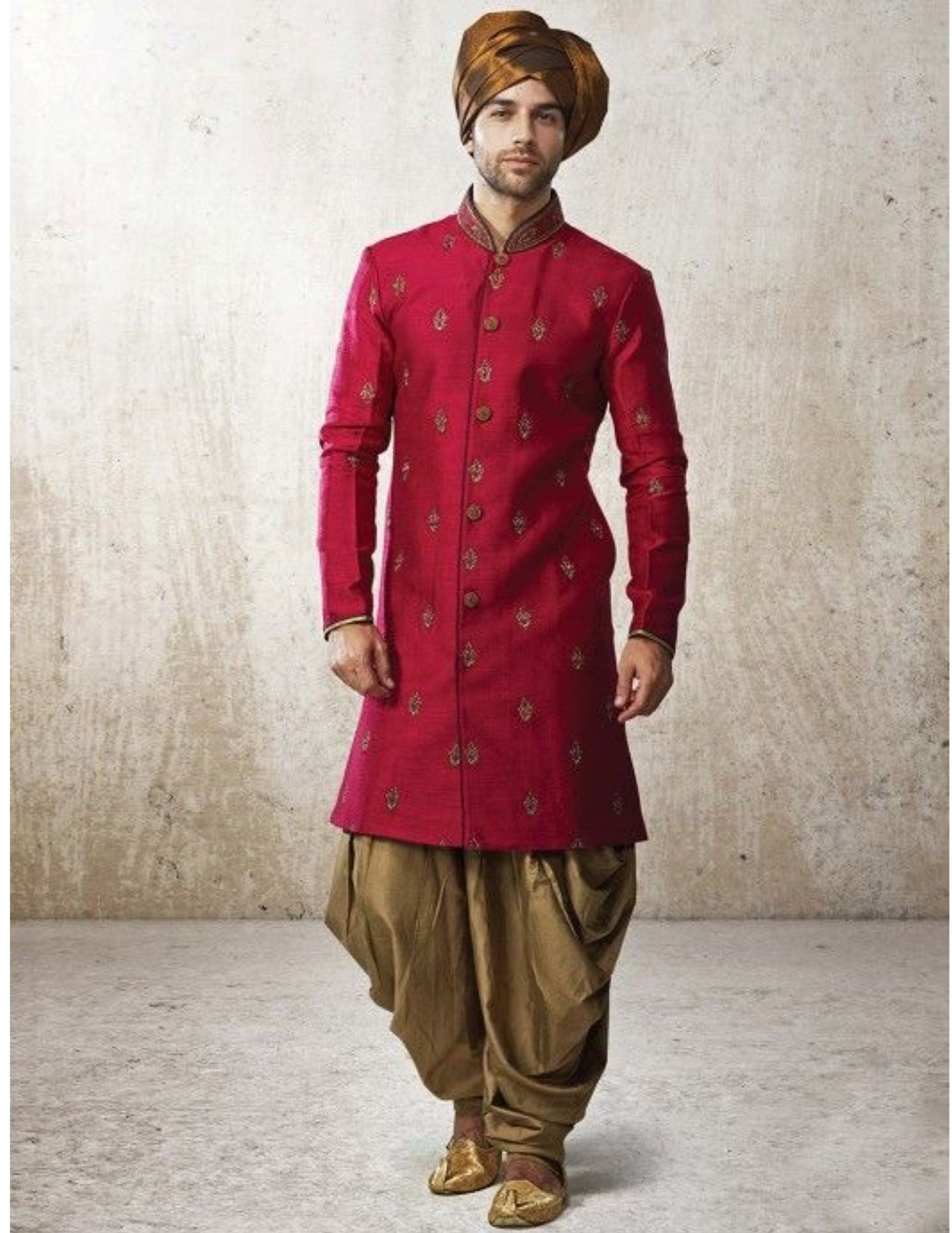 Designer Custom Made Sherwani In Red
