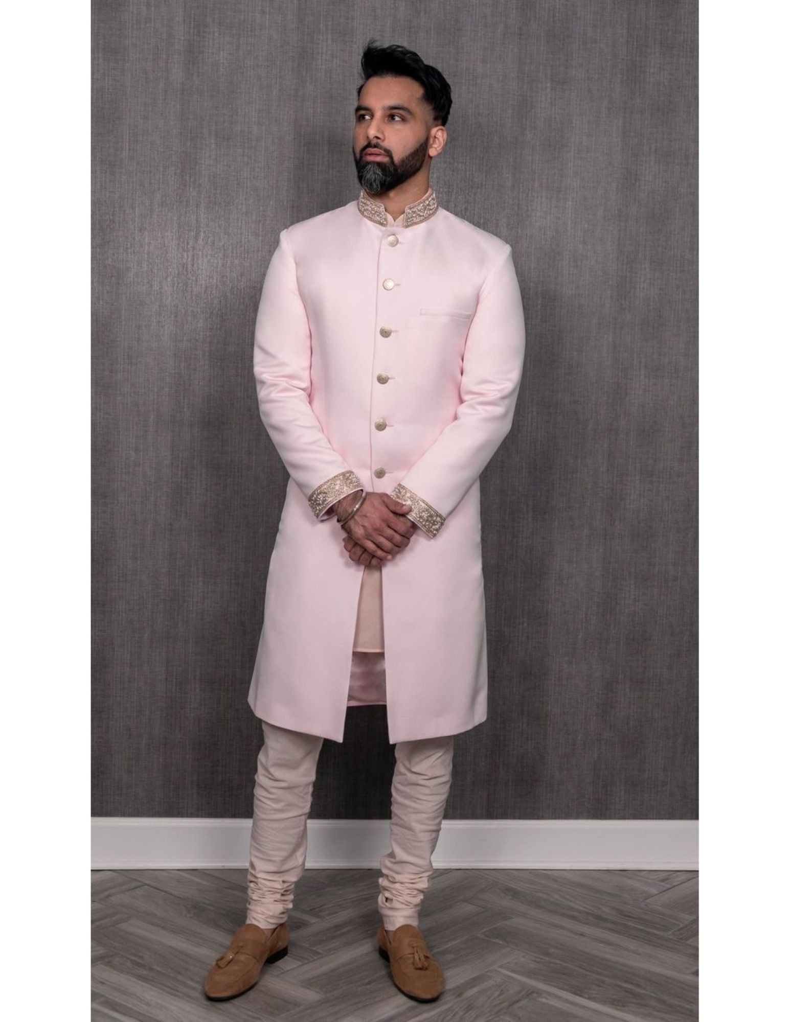 Designer Custom Made Sherwani In Pink