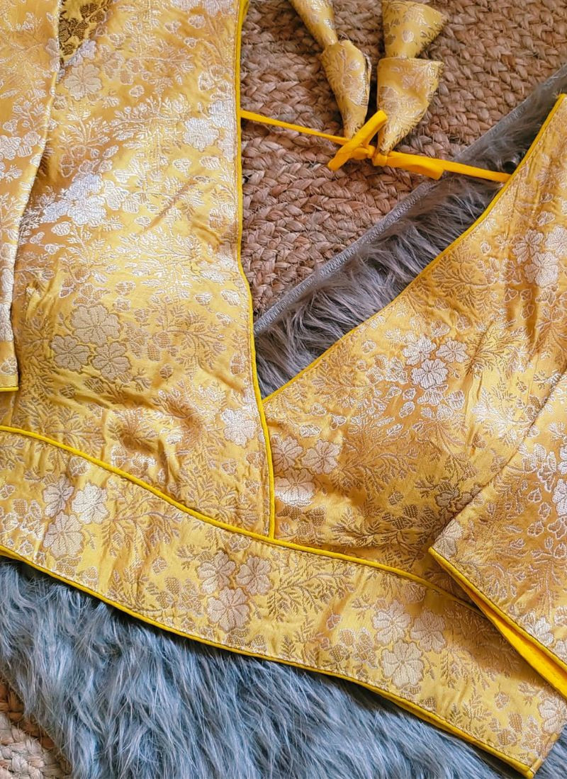 Original Banarasi Silk Blouse in Yellow