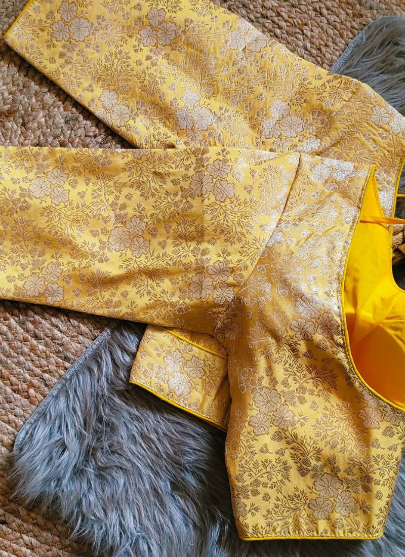 Original Banarasi Silk Blouse in Yellow