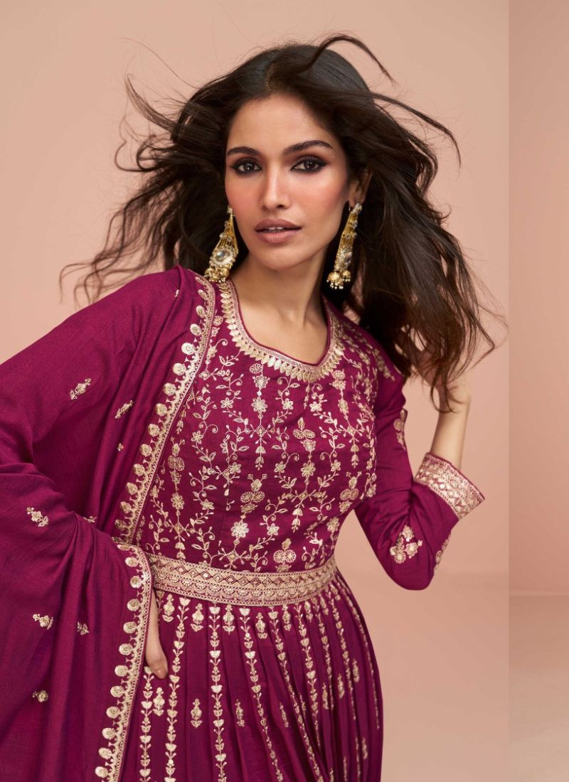 Embroidery Premium Silk Suit in Pink