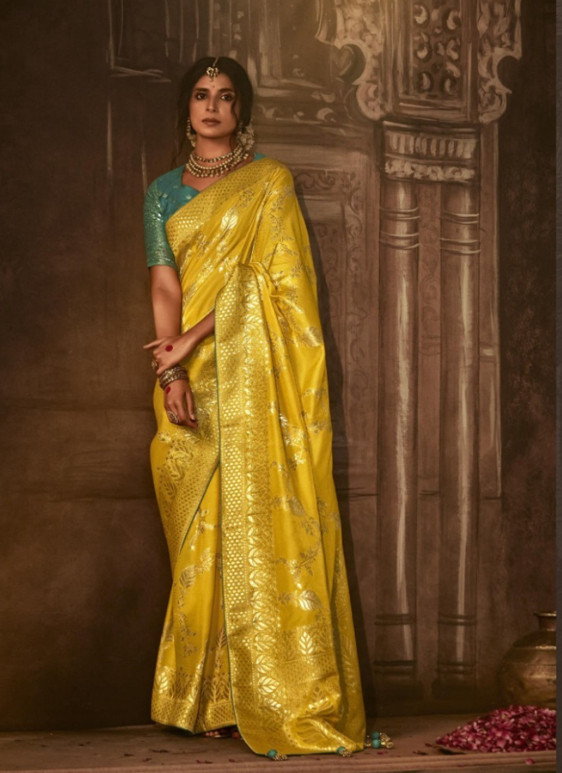 Pure Dola Silk Saree In Yellow