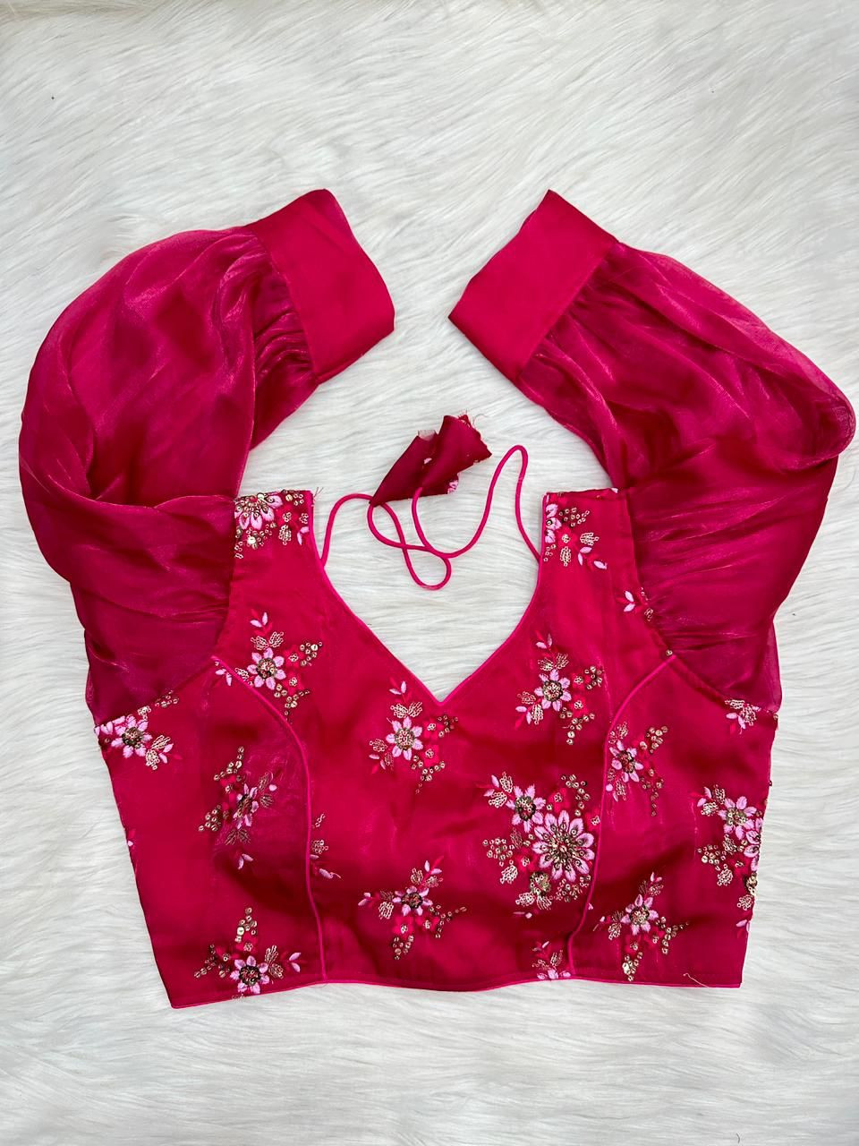 Blooming Organza Blouse In Rad