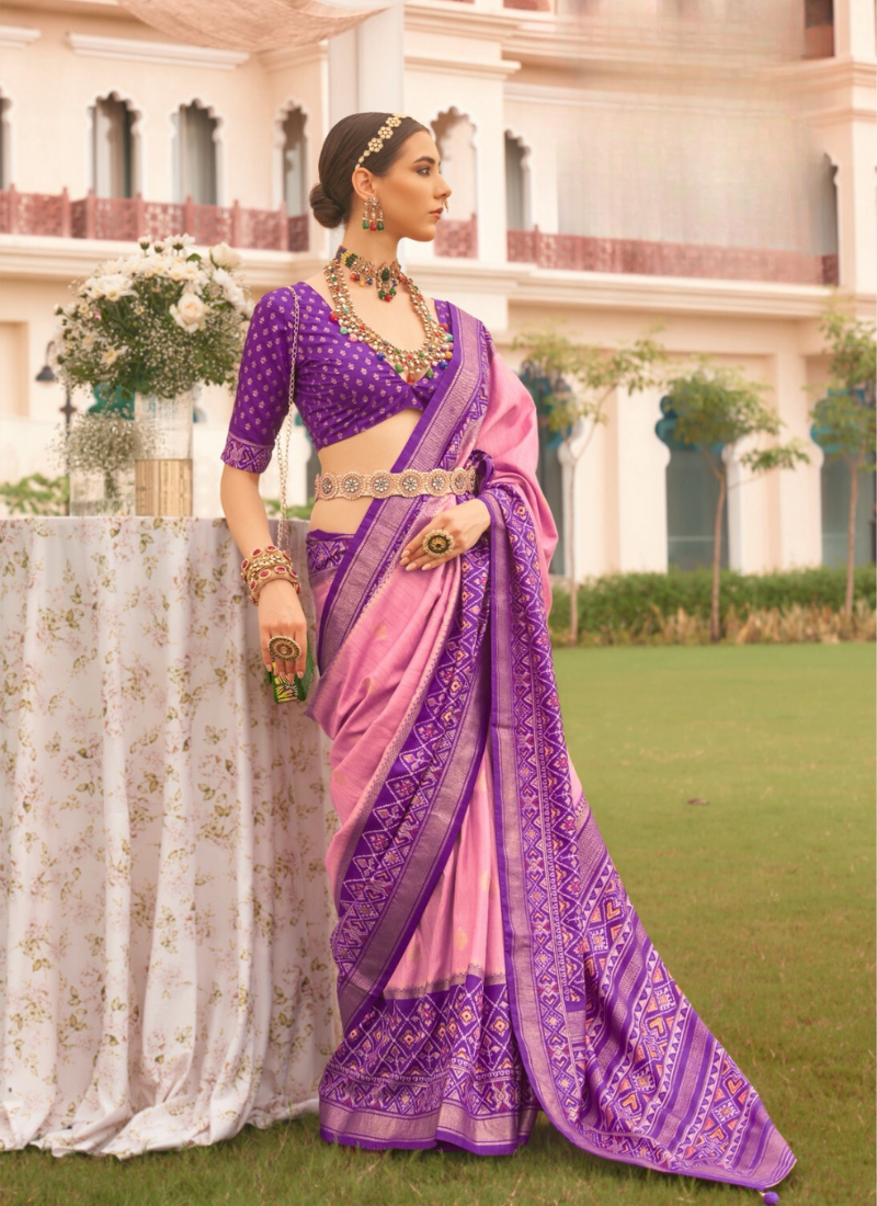 Sigma Silk Saree With Belt In Purple