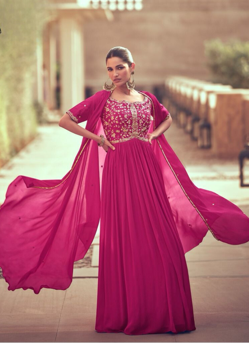 Real Georgette Gown In Pink