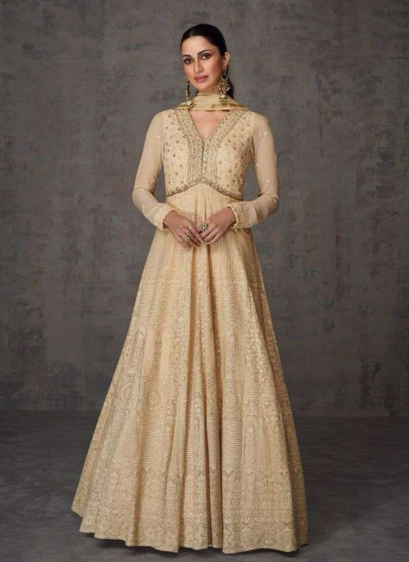 Real Georgette Gown In Beige
