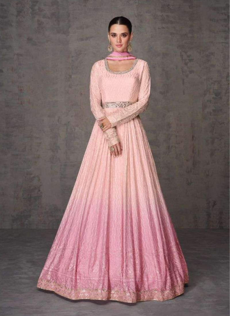 Real Georgette Gown In Pink