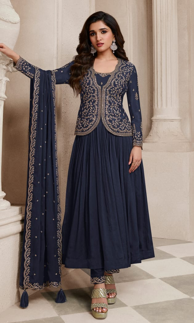 Pure Chinon Anarkali Suit With Jacket